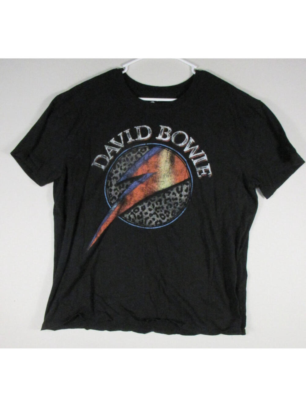 Bowie Womens Round Neck Graphic T-Shirt Regular Fit Short Sleeve Size XL Black